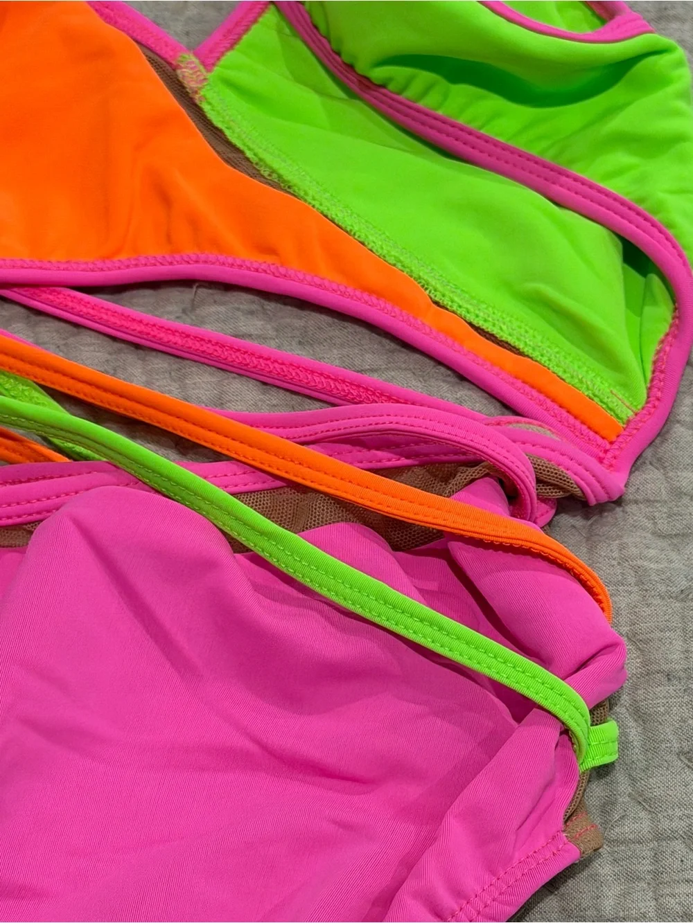 LA Designs Neon Strappy Dance Costume Two Piece Child M